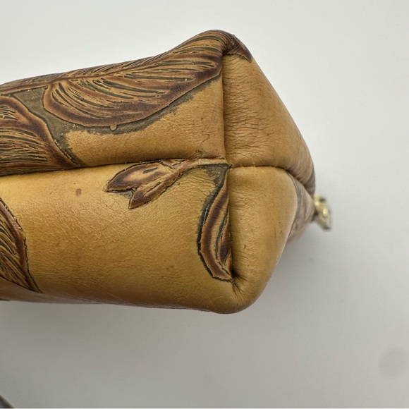 Cuoieria Fiorentina Brown Floral Hand Tooled Leather Wristlet - Picture 9 of 10